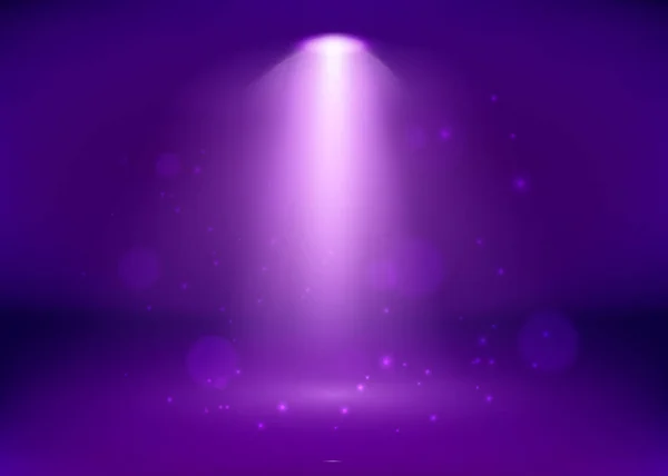 Empty Purple Studio and Spotlight. Rayos brillantes y elementos de brillo. Ilustración vectorial — Vector de stock