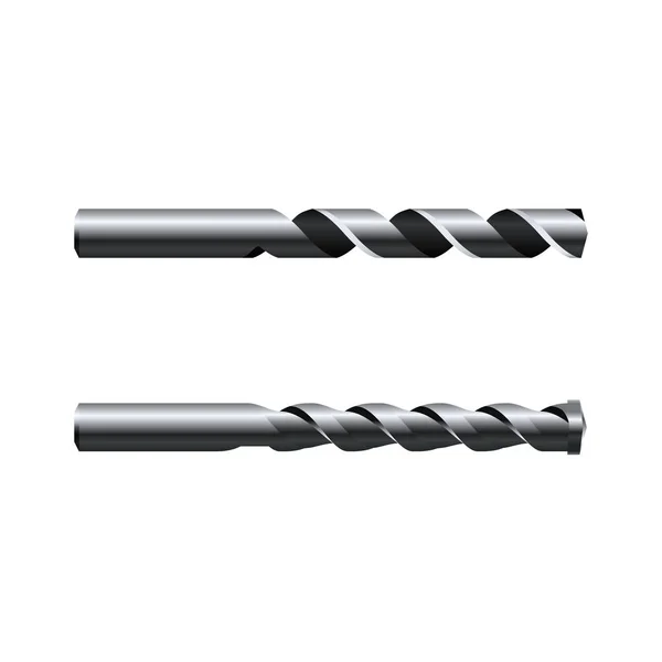 Realistic steel Drill Bits. Vector illustration isolated on white background — Stock Vector