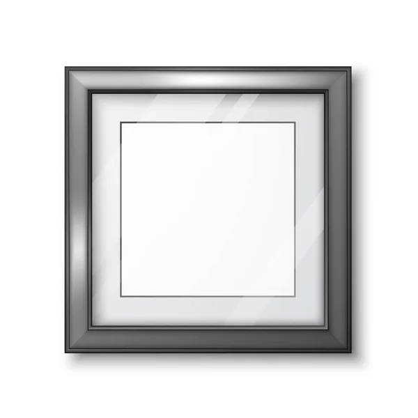 Image 3D ou conception de cadre photo. Modèle de cadre vide moderne avec verre transparent et ombre. Vecteur isolé sur fond blanc — Image vectorielle
