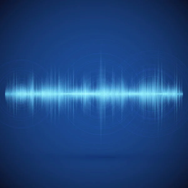 Hangszínszabályzó kék alapon. Zene hullám. Absztrakt digitális hangsáv. Impulzusos hangjel. Spektrum-hangszínszabályzó Vektoros illusztráció — Stock Vector