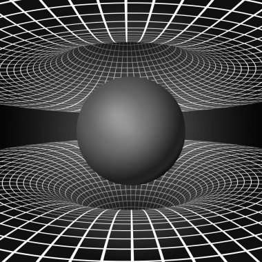 Fizik - anormal kara delik fenomeni. Zaman ve uzayı çarpıt. Bilim kurgu geçmişi. Vektör çizimi