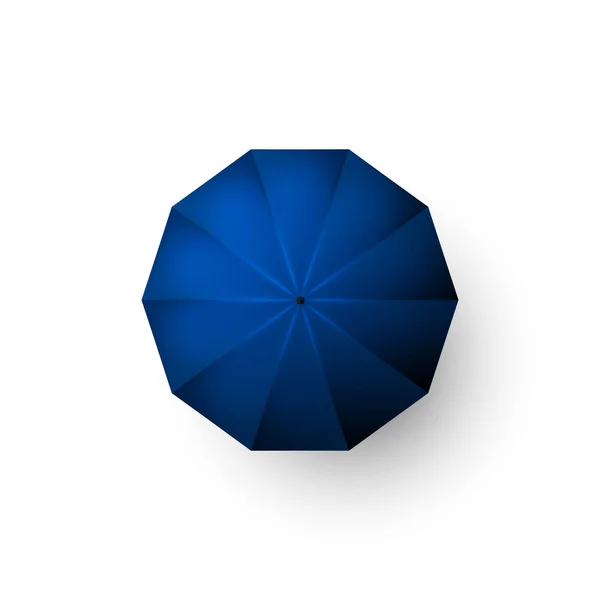 Mavi şemsiye. Açık şemsiyenin üst görünümü. Beyaz arka planda yalıtılmış vektör çizimi — Stok Vektör