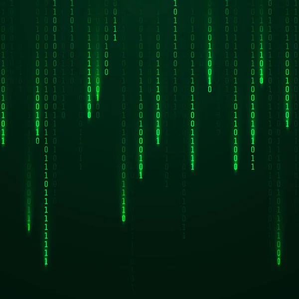 Matrix. Transmisión de código binario en la pantalla. Cayendo números aleatorios. Datos y tecnología. Ilustración vectorial — Archivo Imágenes Vectoriales