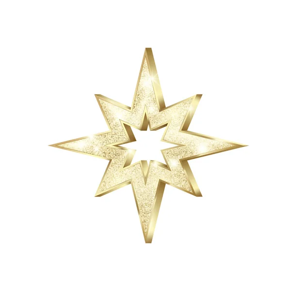 Golden star scatter paillettes. Gold Star avec des étincelles. Décoration de Noël brillante. Illustration vectorielle isolée sur fond blanc — Image vectorielle