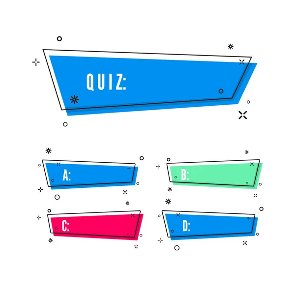 Design av Quiz. Fråga och fyra svarsalternativ. Rätt svar är grönt. Fel svar är rött. Vektor illustration — Stock vektor