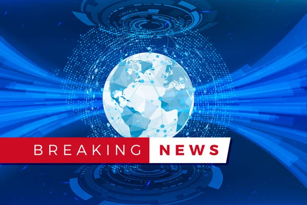 Breaking News Studio-Vorlage. Holographischer Globus und Weltkarte. Vektorillustration — Stockillustration Breaking News Studio-Vorlage. Holographischer Globus und Weltkarte. Vektorillustration — Stockvektor