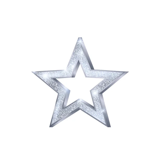 Elemento de decoração de Natal Silver Star Holiday. Elemento de decoração para cartão ou banner. Ilustração vetorial isolada sobre fundo branco — Vetor de Stock