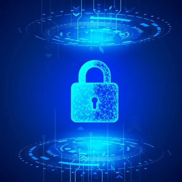 Internetbeveiliging. Cyberdata verdediging of informatie bescherming concept. Firewall of andere software of netwerkbeveiliging. Blauwe abstracte technologie achtergrond. Vectorillustratie — Stockvector