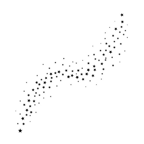 Αστέρια. Ίχνη αστερόσκονης Διακοσμητικό στοιχείο διακοπών. Μαύρα πεφταστέρια απομονωμένα στο λευκό. Διάνυσμα — Διανυσματικό Αρχείο