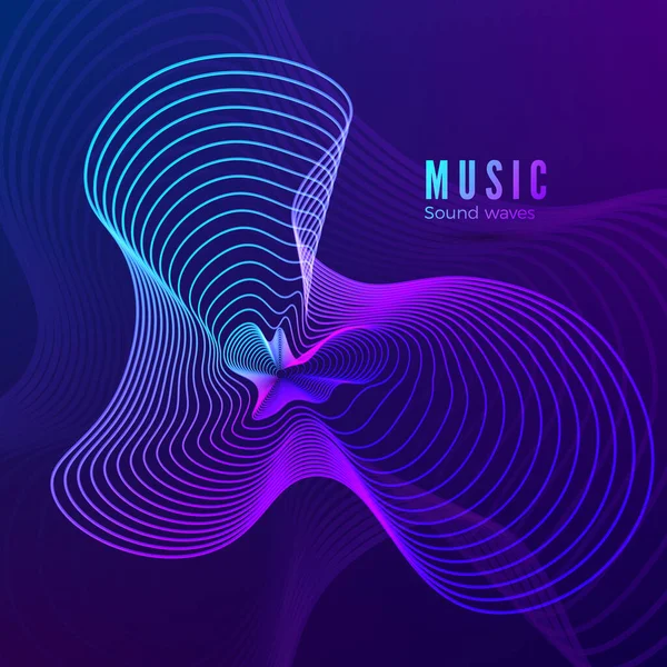 Musik-Sound-Wave-Vorlage. Illustration in blauen und lila Farben für dein Albumcover-Design. abstrakte radiale digitale Signalform. Vektor — Stockvektor