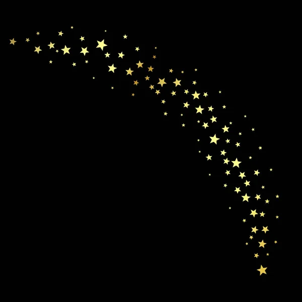 Guldstjärnor. Dekoration designelement. Vågigt stjärnstoft. vektor illustration isolerad på svart bakgrund — Stock vektor