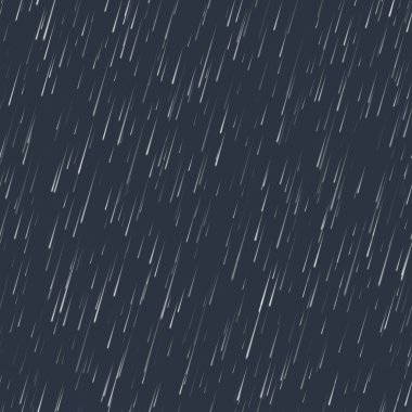 Kusursuz yağış dokusu. Yağmur damlası etkisi. Soyut yağmurlu arkaplan. Koyu arkaplanda izole edilmiş vektör