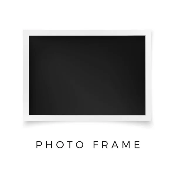 Horizontaler Fotorahmen. Weißes Bild leer mit Schatten isoliert auf weißem Hintergrund. Vektorillustration — Stockvektor