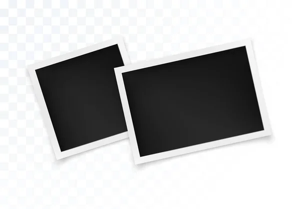 Conjunto de molduras para fotos. Modelo de moldura de fotografia quadrada e horizontal para o seu design. Ilustração vetorial isolada em fundo transparente —  Vetores de Stock