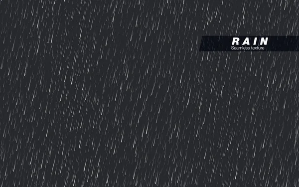 Naadloze regenval textuur. Een regendruppel. Vector geïsoleerd op donkere achtergrond — Stockvector