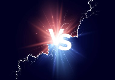 Geçmişe karşı. Beyaz metin vs ile mavi ve kırmızı ışıklar. Vektör illüstrasyonu