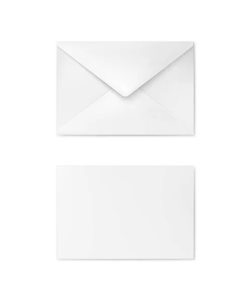 Gerçekçi Beyaz Bir Zarf Mektupları Şirket Kimlik Zarfı Arka Görünümü — Stok Vektör