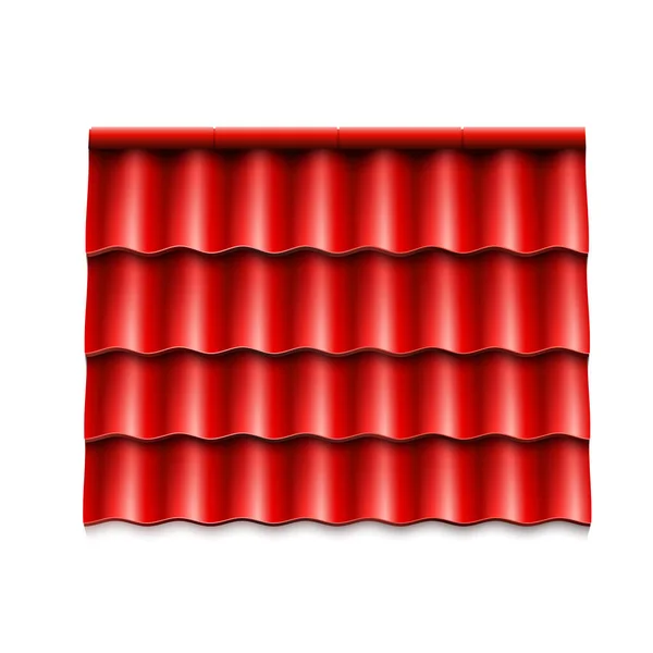 近代的な屋根のカバー 赤い段ボール屋根のタイル 白を基調としたベクトルイラスト — ストックベクタ