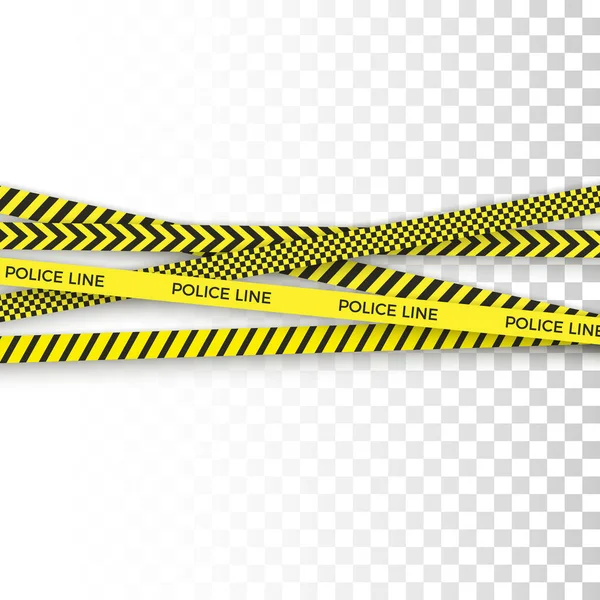Police Yellow Tape Danger Zone Line Barrier Warning Strip Isolated — Stock Vector