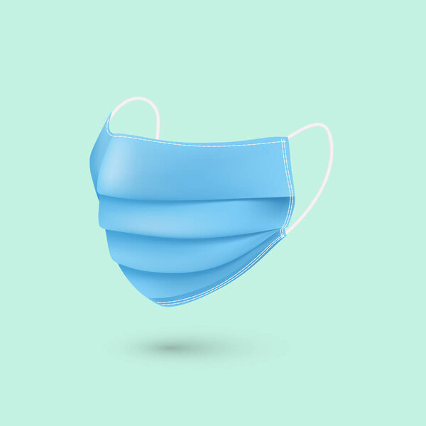 Синяя респираторная маска. Медицинская маска. Вирусы и защита от болезней. Вектор 