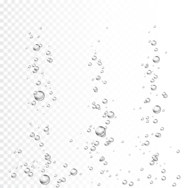 Burbujas Aire Corriente Burbujas Jabonosas Gotas Agua Realistas Vector — Vector de stock