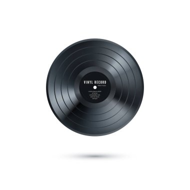 Vinil müzik plağı. Gerçekçi klasik gramofon cd modeli. Vektör illüstrasyonu
