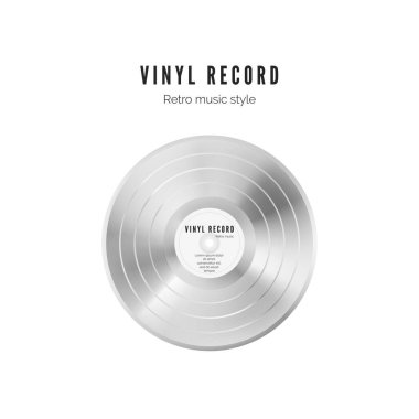 Platin plak. Beyaz renkli vinil. Ses albümü eski disk. Vektör illüstrasyonu