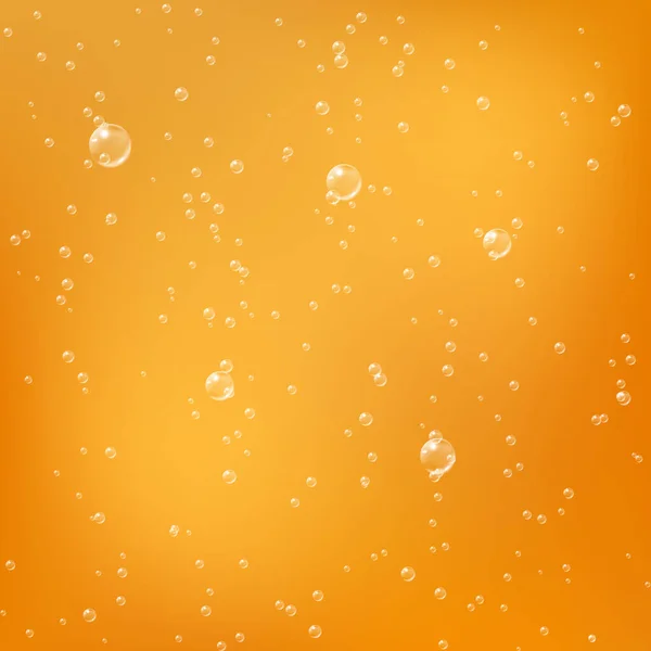 Bubliny Zlaté Tekutině Odhoď Pivo Olej Nebo Medová Textura Bublinkami — Stockový vektor