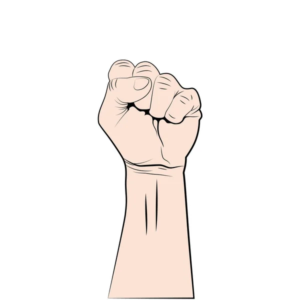 Кулак Вверх Символ Протеста Революции Силы Поднятая Рука Изолирована Белом — стоковый вектор