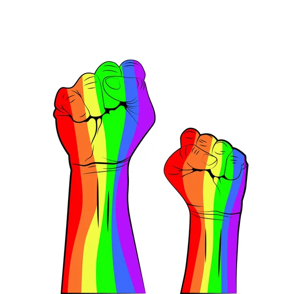 Orgullo Gay Concepto Lgbt Mano Color Arco Iris Con Puño — Archivo Imágenes Vectoriales