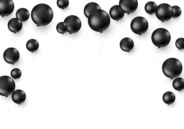 Balões Pretos Isolados Sobre Fundo Branco Modelo Decoração Sexta Feira — Vetor de Stock
