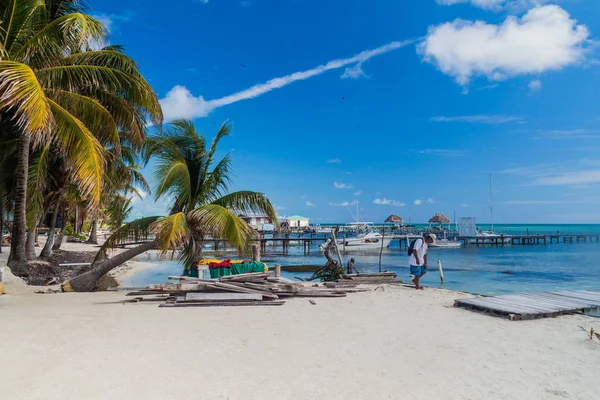 Caye Caulker Belize Marzo 2016 Vista Una Costa Aldea Caye — Foto de Stock