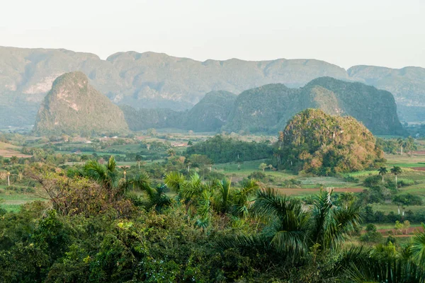 Sabah görünümü Vinales vadinin mogote Dağları, Küba ile