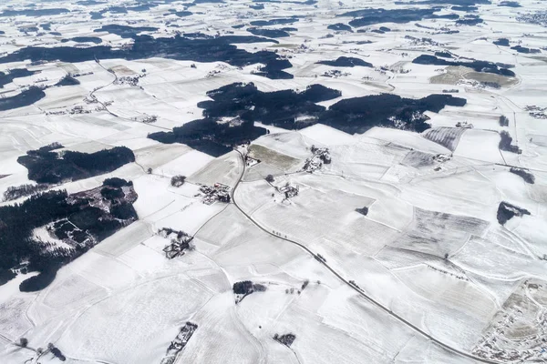 Winter Aerial View Landscape Bavaria Munich Germany — Stock Photo, Image