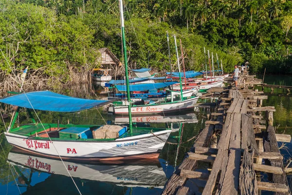 Boca Miel Cuba Février 2016 Bateaux Pêche Ancrés Embouchure Rivière — Photo