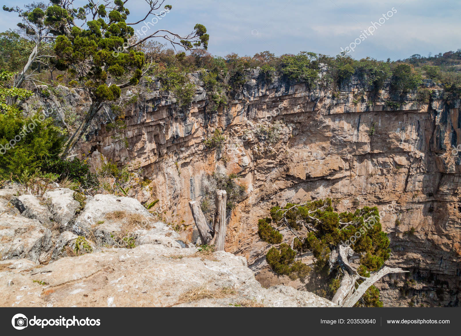 Hoyo Cimarron Cenote Sinkhole Northwestern Guatemala Stock