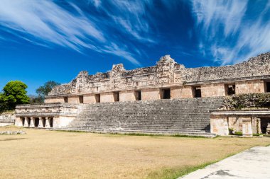 Bir rahibe Quadrangle (Cuadrangulo de las Monjas) bina kompleksinde antik Maya şehir Uxmal, Meksika kalıntıları