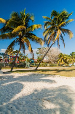 Playa Giron Köyü, Küba Beach'te avucunda.