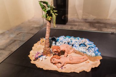 Havana, Küba - 23 Şubat 2016: Simon Bolivar Müzesi Havana'da hayatta depiciting Bolivar'ın sergi kil sanatsal çalışma modelleri