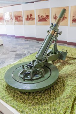 Playa Giron, Küba - 14 Şubat 2016: Harç başarısız 1961 Domuzlar Körfezi işgali Playa Giron Köyü, Küba'ya adanmış bir rmuseum içinde.