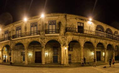 HAVANA, CUBA - FEB 20, 2016: Casa de Lombillo building on Plaza de la Catedral square in Habana Vieja.