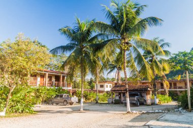 Raxruha, Guatemala - 15 Mart 2016: Avlu, otel Cancuen Raxruha Town.