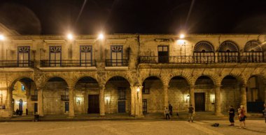 HAVANA, CUBA - FEB 20, 2016: Casa de Lombillo building on Plaza de la Catedral square in Habana Vieja.