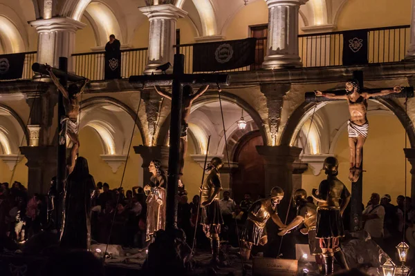 Antigua Guatemala Mars 2016 Grand Char Porté Par Les Participants — Photo