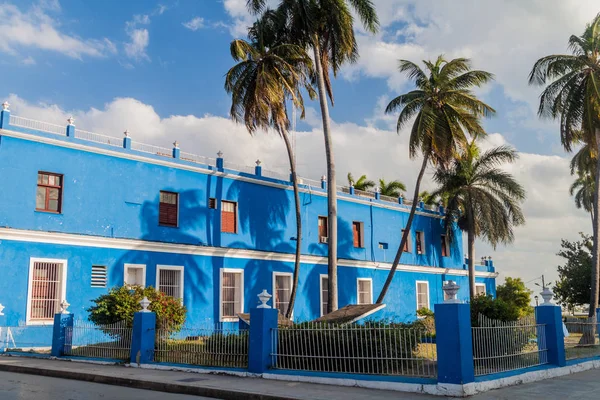 Синій Кольорові Будівлі Центрі Сьєнфуегос Куби — стокове фото