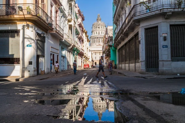 Havana Kuba Únor 2016 Barcelona Ulice Vedoucí Národním Capitol — Stock fotografie