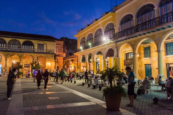 Habana Cuba Feb 2016 Vista Nocturna Antiguo Edificio Colonial Plaza — Foto de Stock