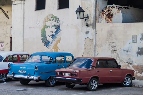 Habana Cuba Febrero 2016 Retrato Del Che Guevara Construcción Puerto —  Fotos de Stock