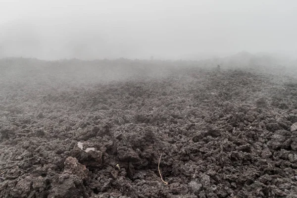 Niebla Que Cubre Campo Lava Del Volcán Pacaya Guatemala — Foto de Stock