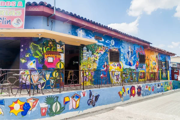CONCEPCION DE ATACO, EL SALVADOR - APRIL 3, 2016: Colorfuly painted mural in Concepcion de Ataco village.